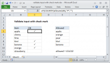 Excel formula: Validate input with check mark